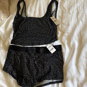 Express Black Patterned Bra Set